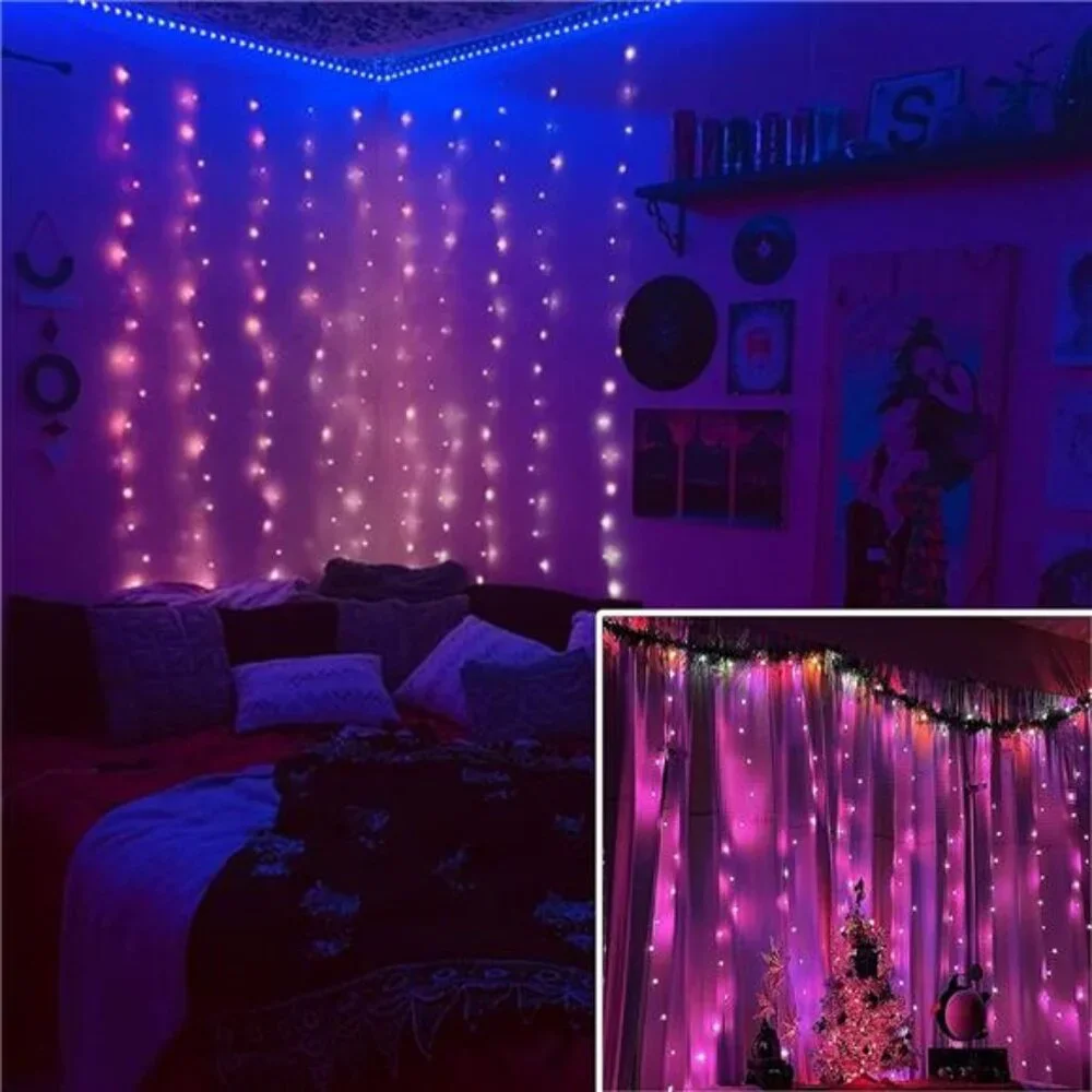 Fairy Curtain Lights 16 Color Changing String Lights Remote LED Room Decor Party